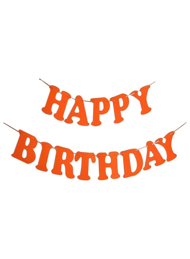 PLAP Birthday Party Felt Banner Decorated with Orange Happy Birthday Banner - Image 1